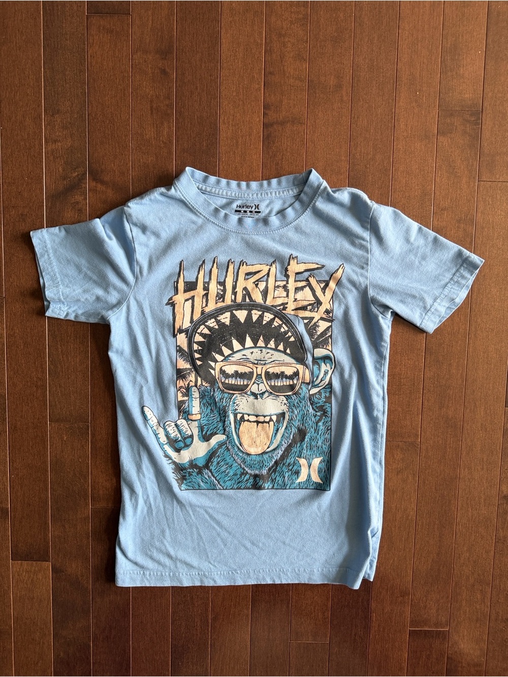 Hurley Light Blue short sleeve. Boys med. 10-12 years.